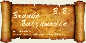 Branko Balzamović vizit kartica